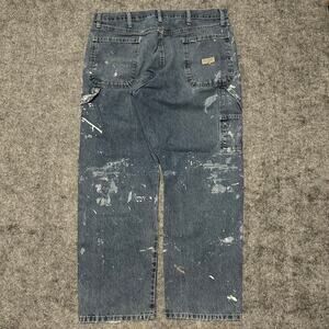 Wrangler Carpenter Jeans Paint Splatter Blue Men's 38x30 Used - Excellent